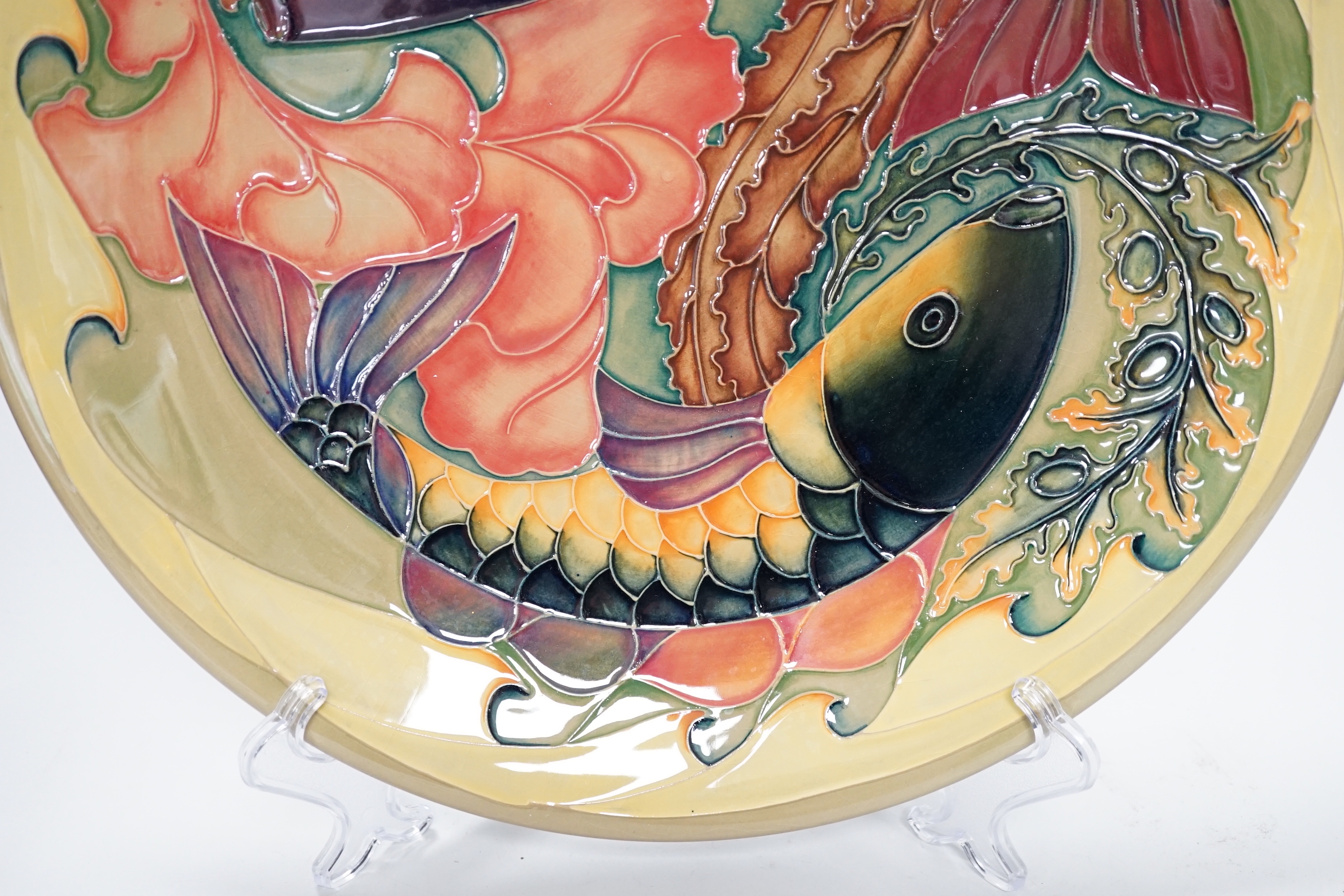 A large Moorcroft ‘Carp’ charger, 35cm